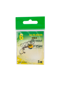 Крючок рыболовный Fish Crystal JIG TROUT 55230 с большим ушком № 6 (5 упаковок)