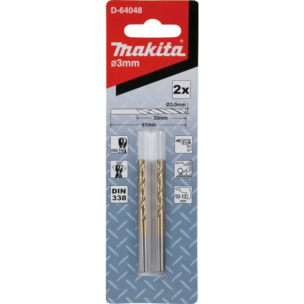 Сверло по металлу 3х33x61 мм HSS-TiN Makita D-64048