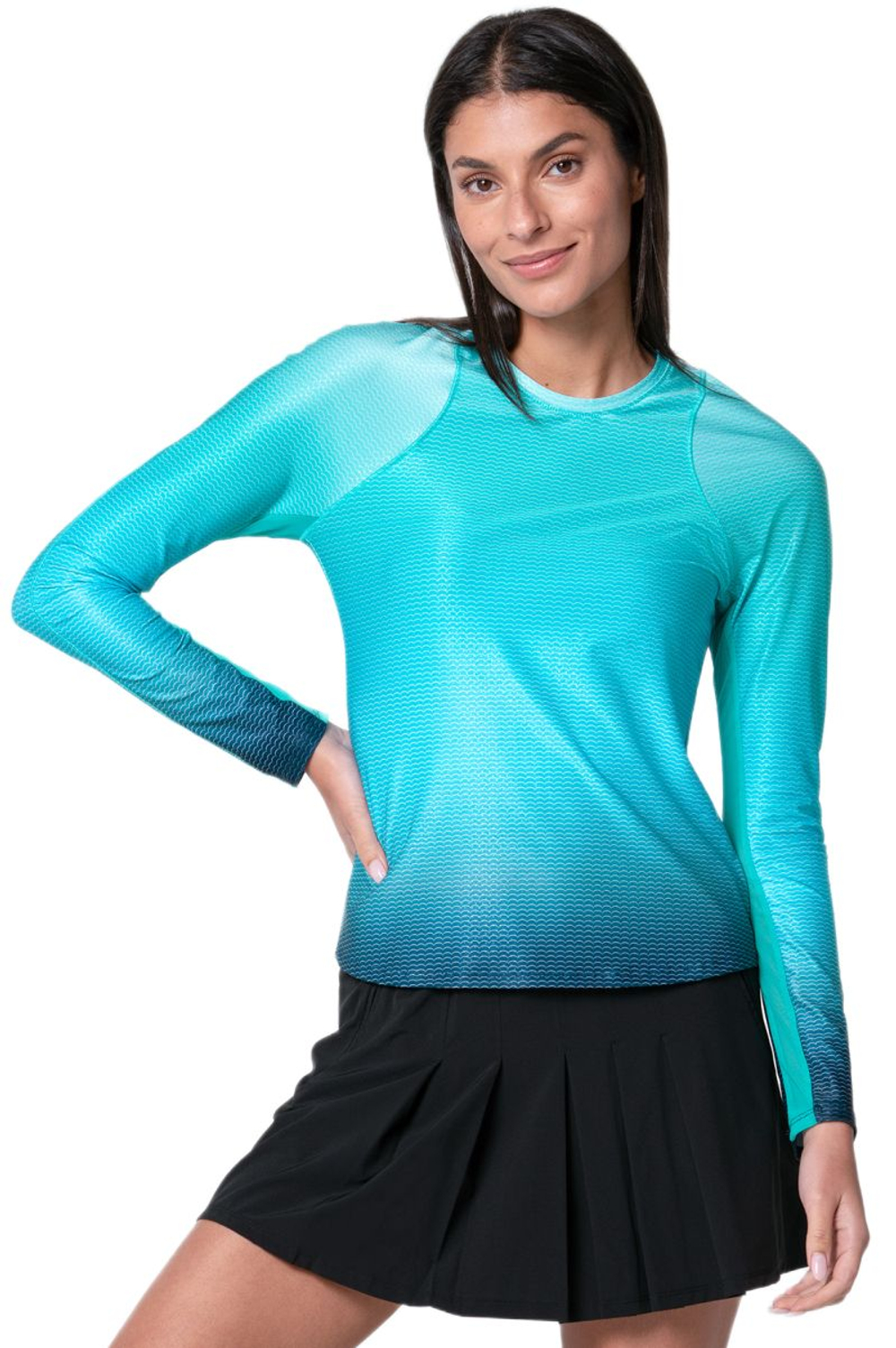 Женская теннисная футболка   Lucky in Love In It To Win It Long Sleeve - aquamarine