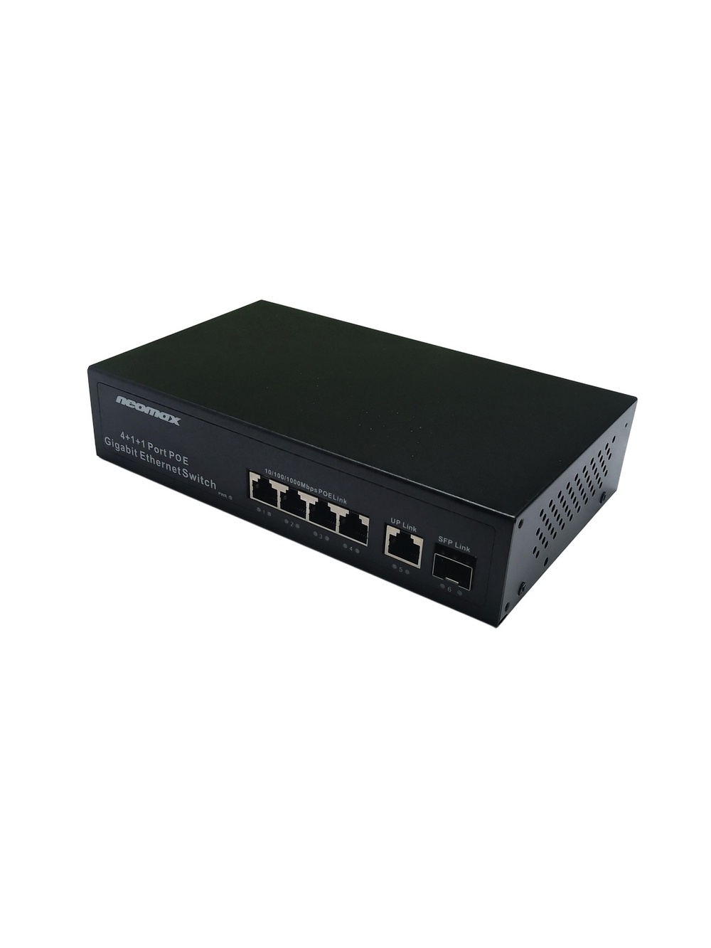 NEOMAX неуправляемый коммутатор NMS-106PoE-1000-S, 6 портов 1000 Mbps, 4xPoE+, 1xSFP, 110W, металл