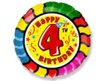 Шар фольга 18" "Цифра" 0 - 9 Надпись Happy Birthday