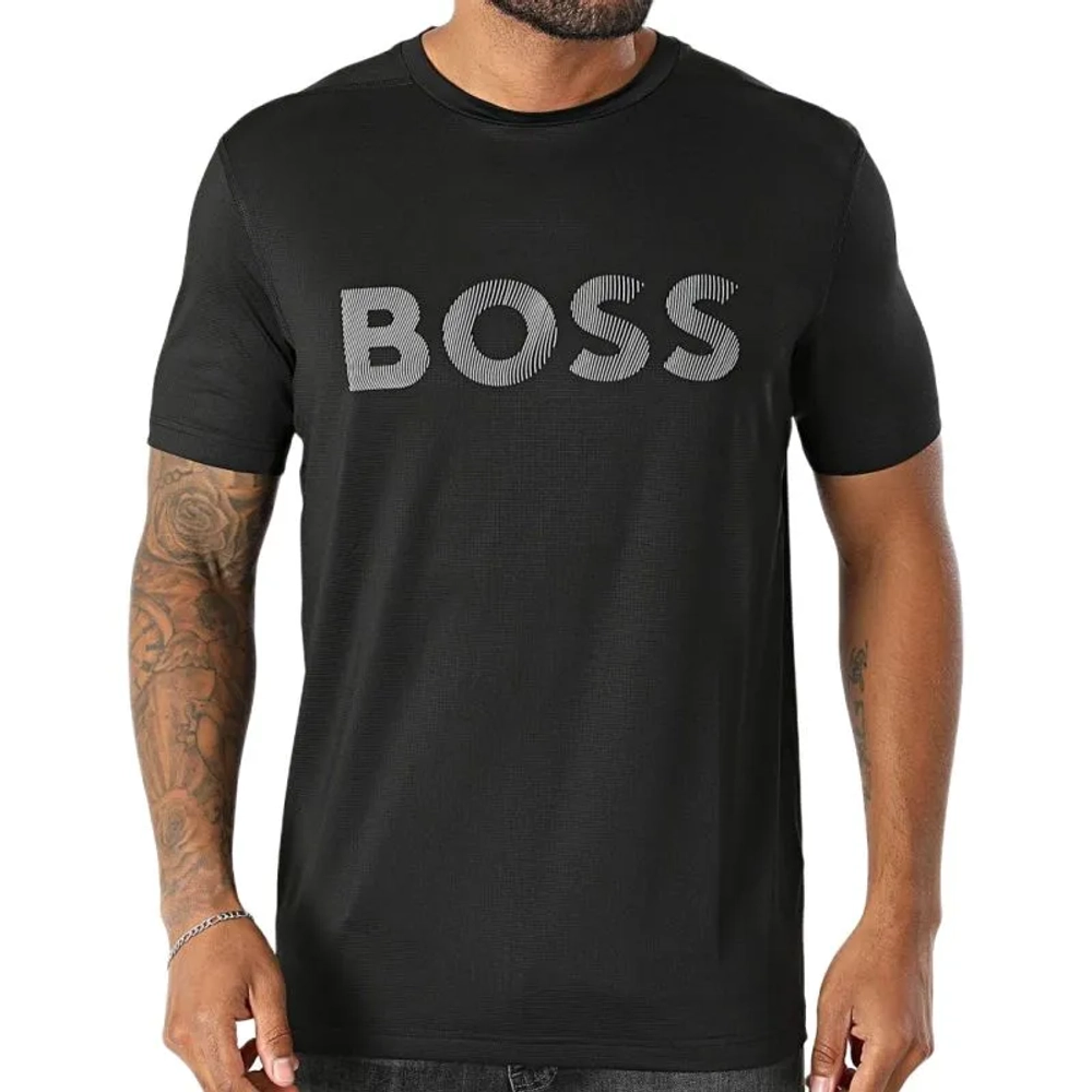 Мужская теннисная футболка BOSS Slim Fit Active Logo - black