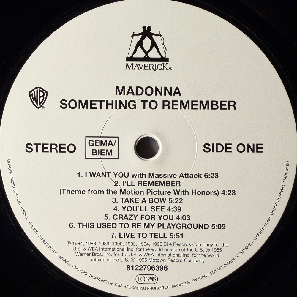 Madonna ‎– Something To Remember (Европа 2013г.)