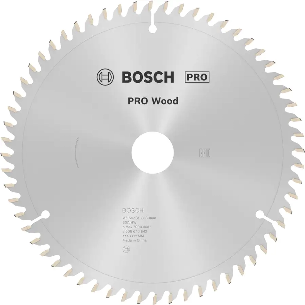 Пильный диск по дереву 216x2.8x30, 30 мм BOSCH 2608640642