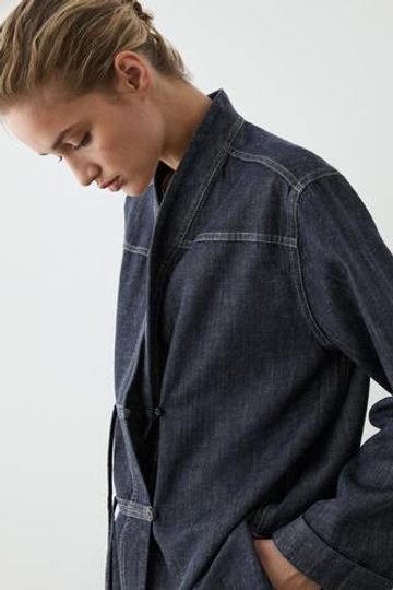 Massimo Dutti Джинсовая куртка-рубашка, темно-синий