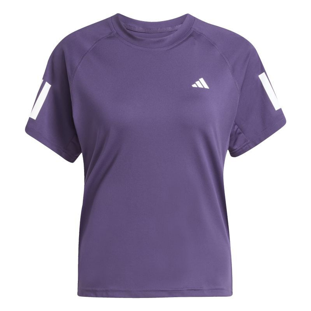 Женская теннисная футболка Adidas Club 3 Stripes - aurora plum