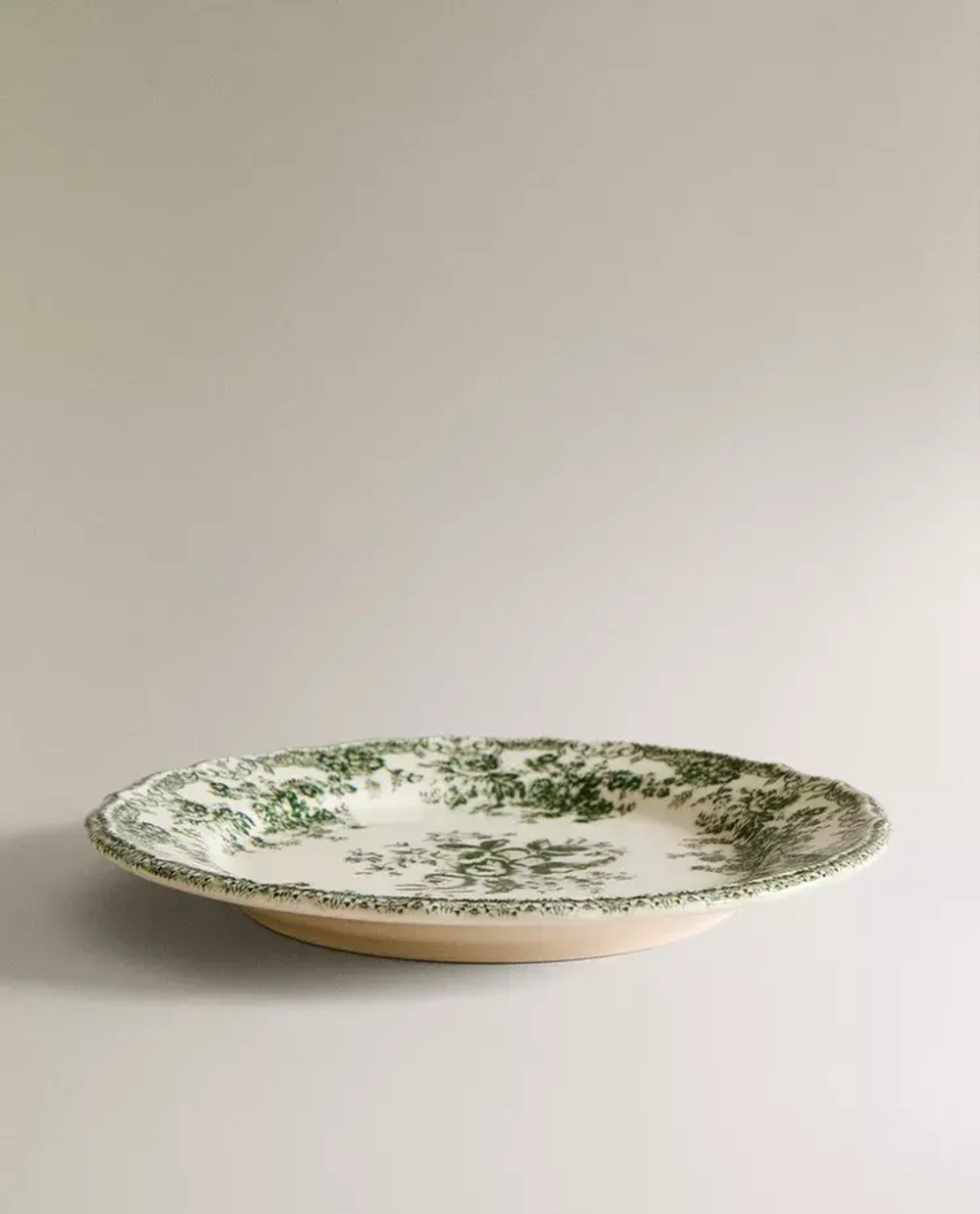 ZARA HOME ДЕСЕРТНАЯ ТАРЕЛКА ИЗ ФАЯНСА С ЦВЕТОЧНЫМ УЗОРОМ, ОЛИВКОВЫЙ