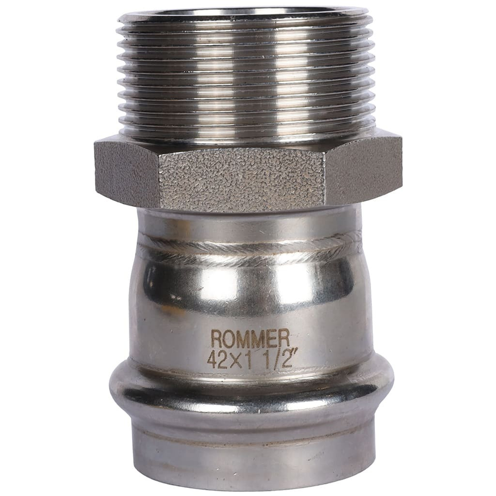 ROMMER Переходник с НР 42x1 1/2" из нержавеющей стали прессовой