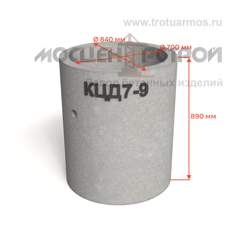 Кольцо колодезное стеновое с дном КЦД7-9 (КСД7-9)