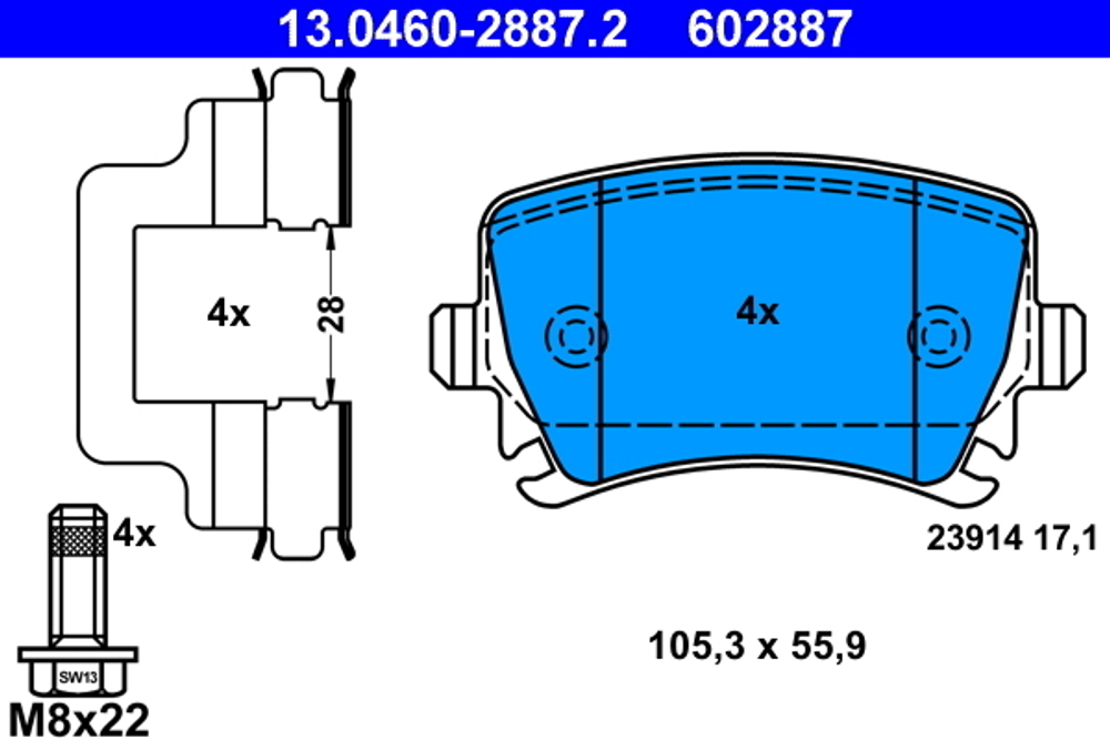 ATE - 13046028872-ATE - Brake Pad Set, disc brake