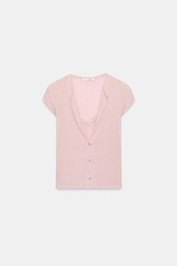 ZARA КОМБИНИРОВАННЫЙ ТОП С БАНТОМ, РОЗОВЫЙ МЕЛАНЖ