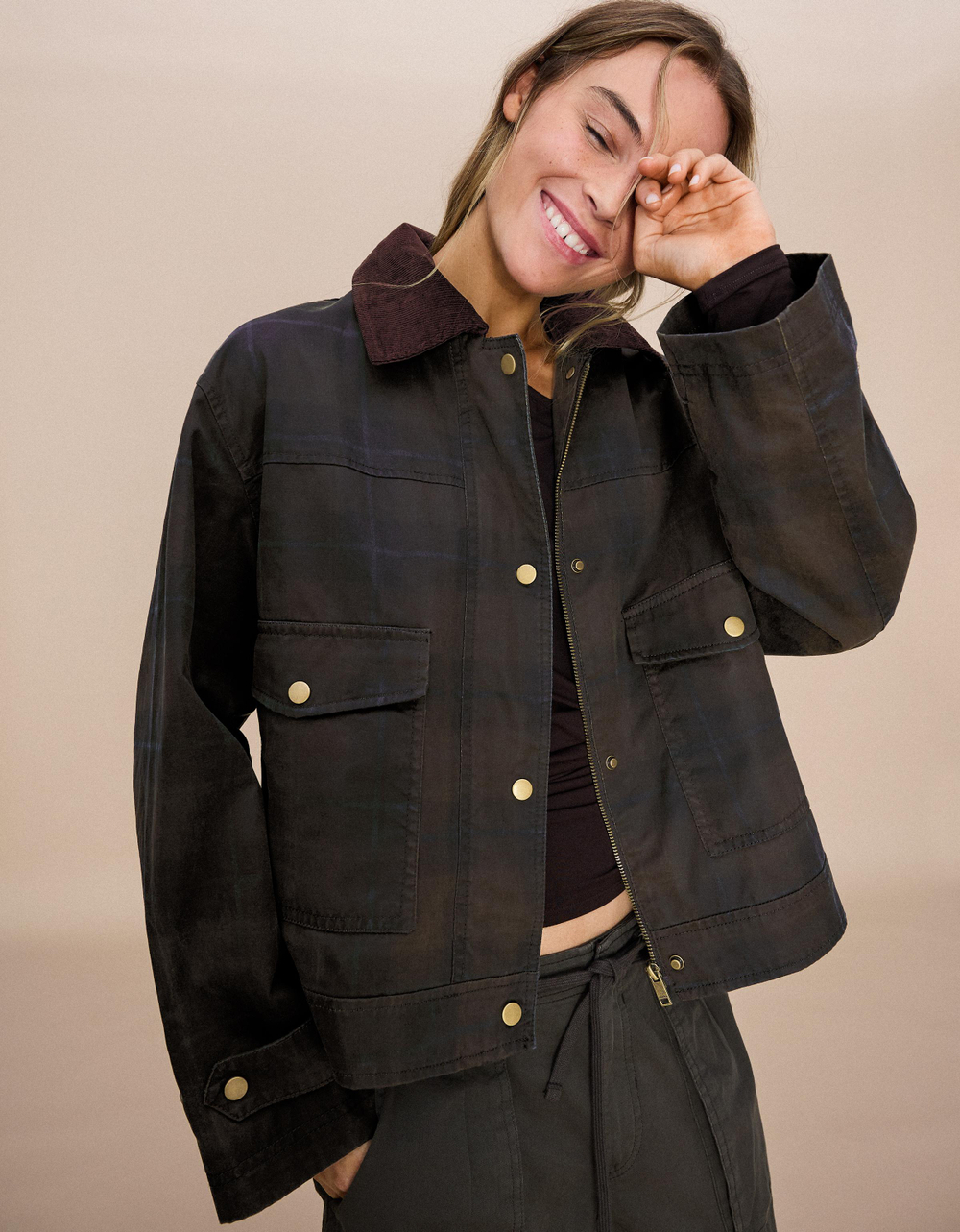 Женская вощеная куртка из вельвета с платком - BERSHKA