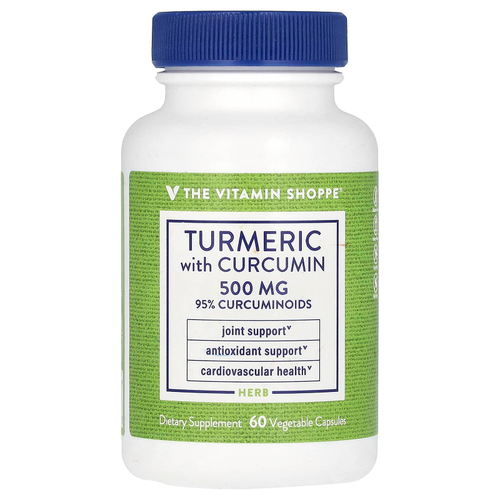 The Vitamin Shoppe, куркума с куркумином, 500 мг, 60 растительных капсул