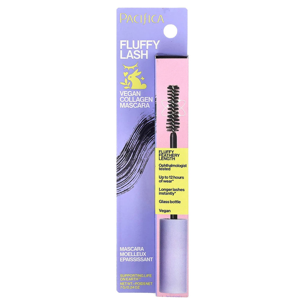 Pacifica, веганская тушь с коллагеном, Fluffy Lash, тушь для ресниц, черная, 7 г (0,24 унции)