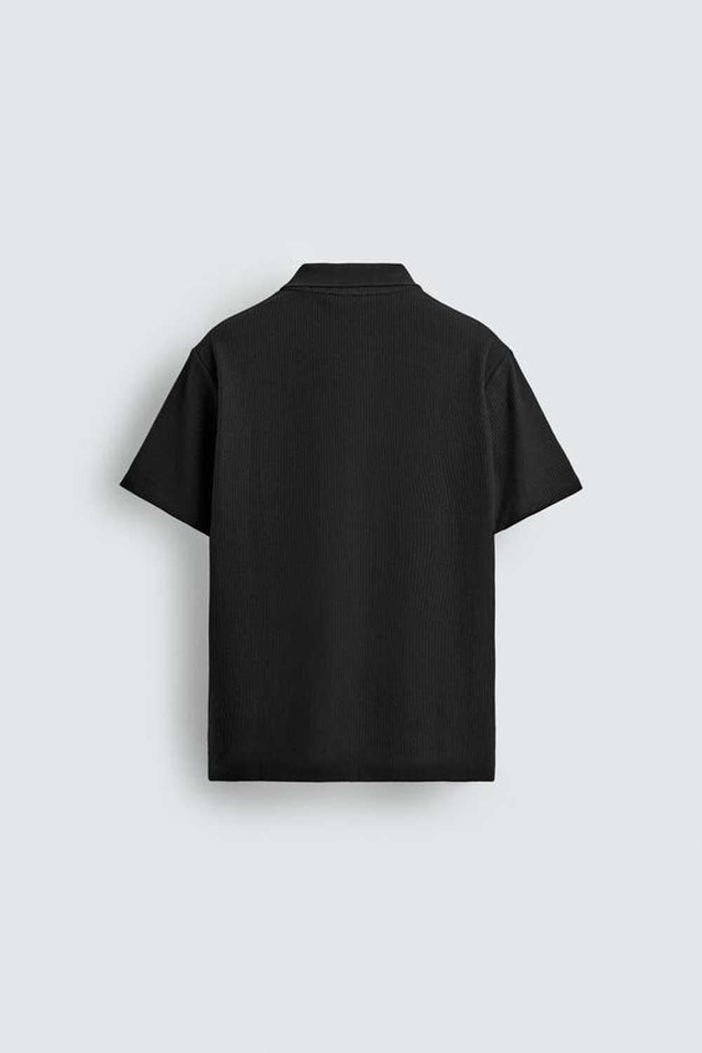 ZARA ПОЛО REGULAR FIT ИЗ ХЛОПКА С РЕЛЬЕФНЫМ УЗОРОМ, ЧЕРНЫЙ