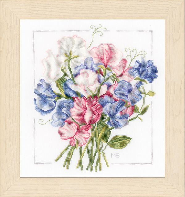 Набор для вышивания нитками Lanarte, Colourful bouquet, 25х25 см