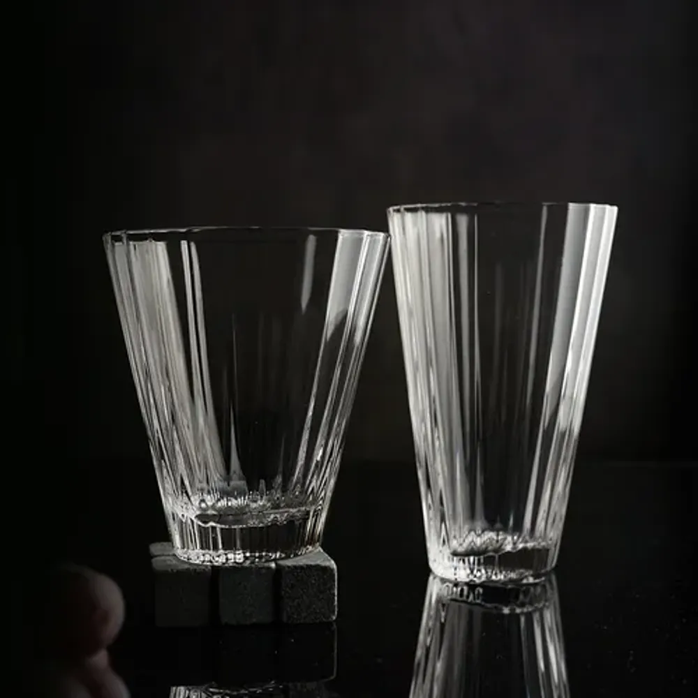 Стакан Хайбол 360 мл "Fire Optical" d 8,4 см h14 см оптические грани дно овал P.L. - BarWare [6]