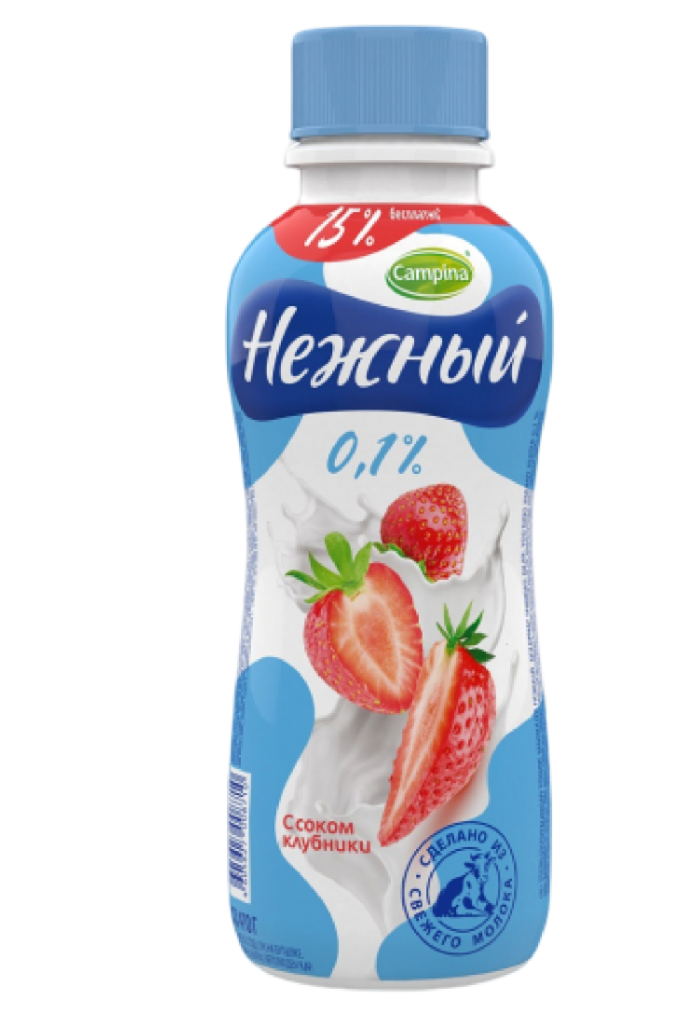 Йогуртный напиток Нежный 0,1% с сок клубники 420г