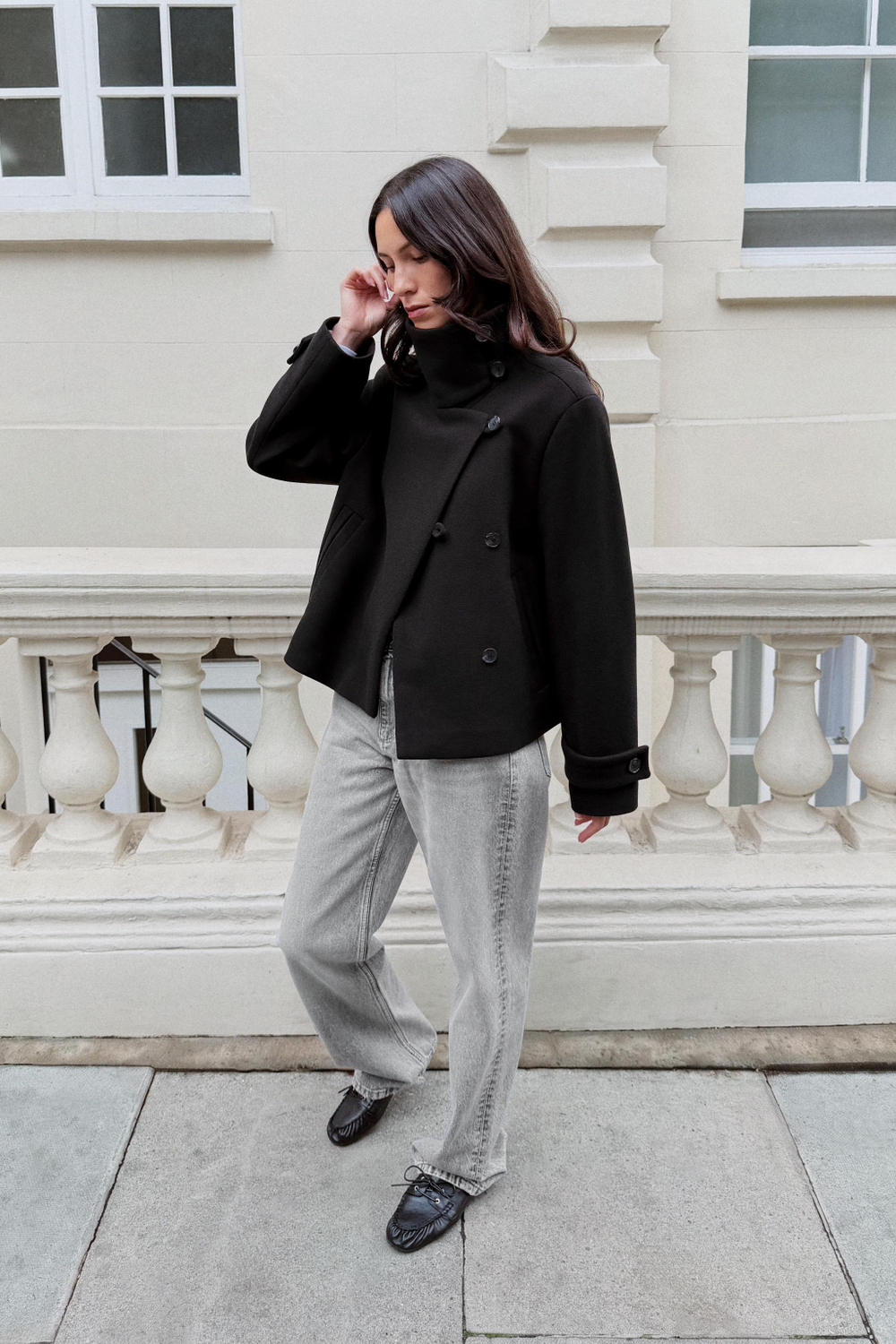 ДВУБОРТНАЯ КУРТКА ИЗ МЯГКОЙ ТКАНИ — ZARA