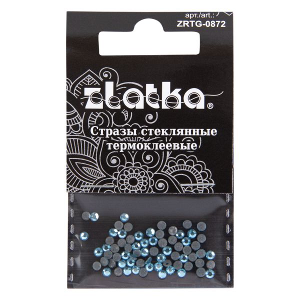 Стразы клеевые стекло 2.4 мм, 360 шт, SS08 №08 голубой (Aquamarine), Zlatka ZRTG-0872