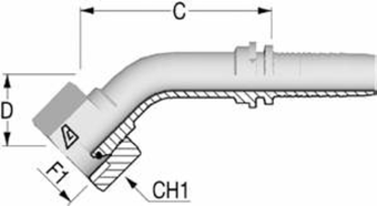 Фитинг DN 12 BSP (Г) 1/2 (45) (o-ring)