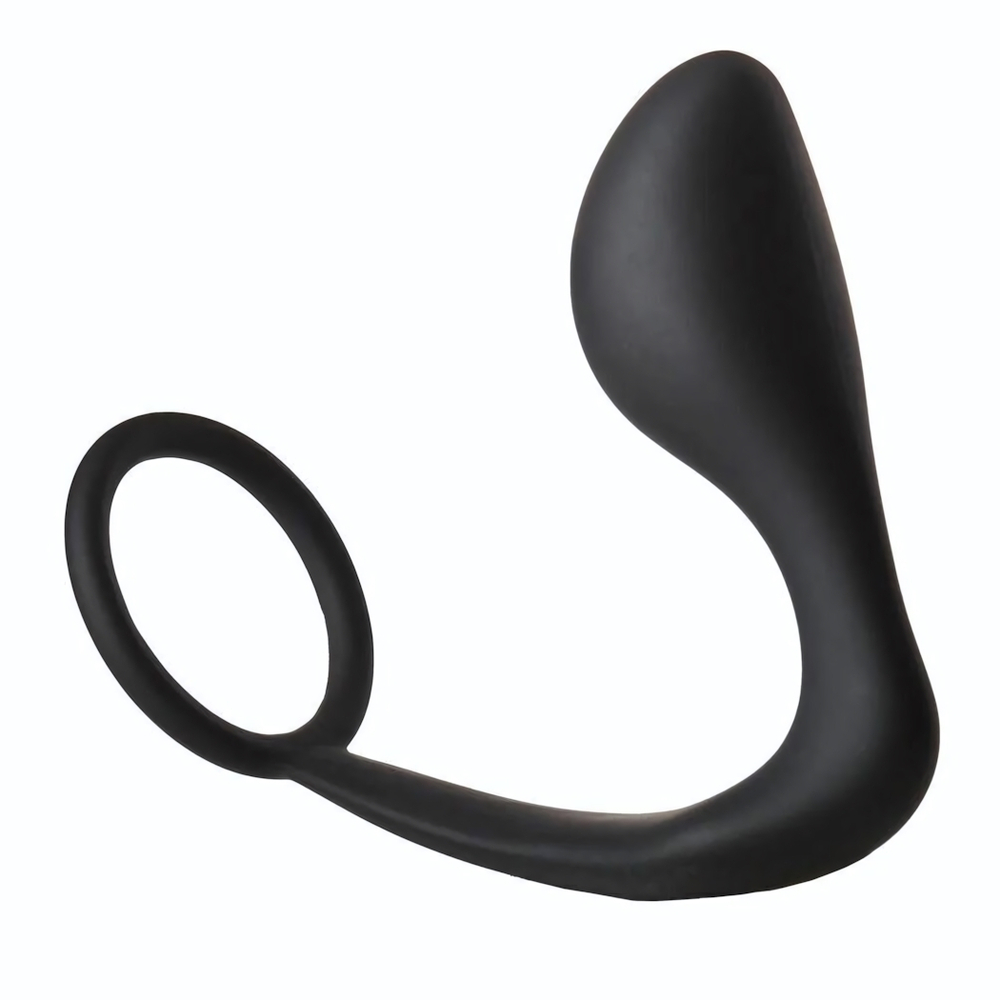 Черное эрекционное кольцо с анальной пробкой Anal Plug With Cockring (Цвет: черный)