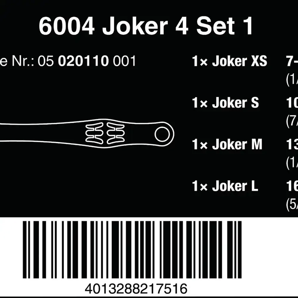 Набор рожковых ключей с самонастройкой 6004 Joker 4 Set 1 WERA 05020110001