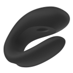 Черный вибратор 9см для пар с управлением через приложение Satisfyer Double Joy