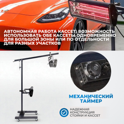 OPT-F22 Двухкассетная мобильная ИК сушка на двухсекционной стойке