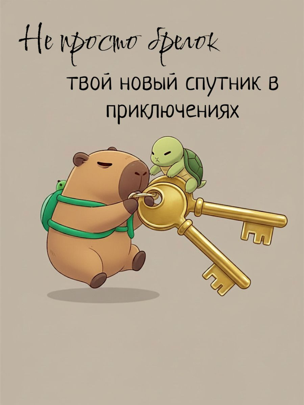 Брелок на сумку и ключи Капибара с рюкзачком, милая игрушка из ПВХ, с силиконовым браслетом и карабином