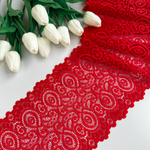 Широкое кружево эластичное 18см, Красный (lace/magn/180)