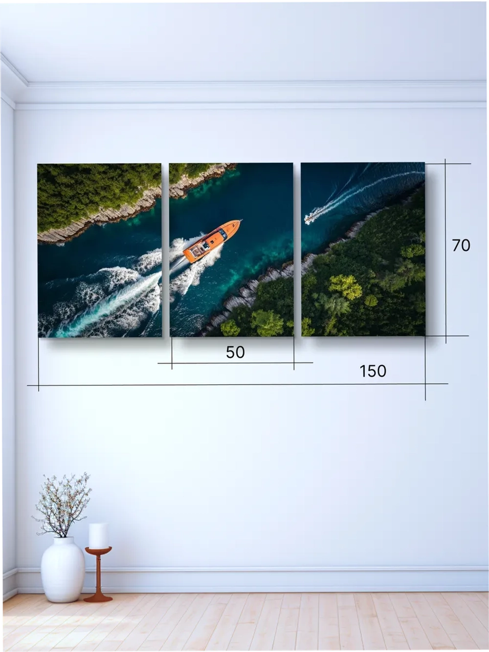 Картина Встреча на реке модульная 50x70см 3шт.