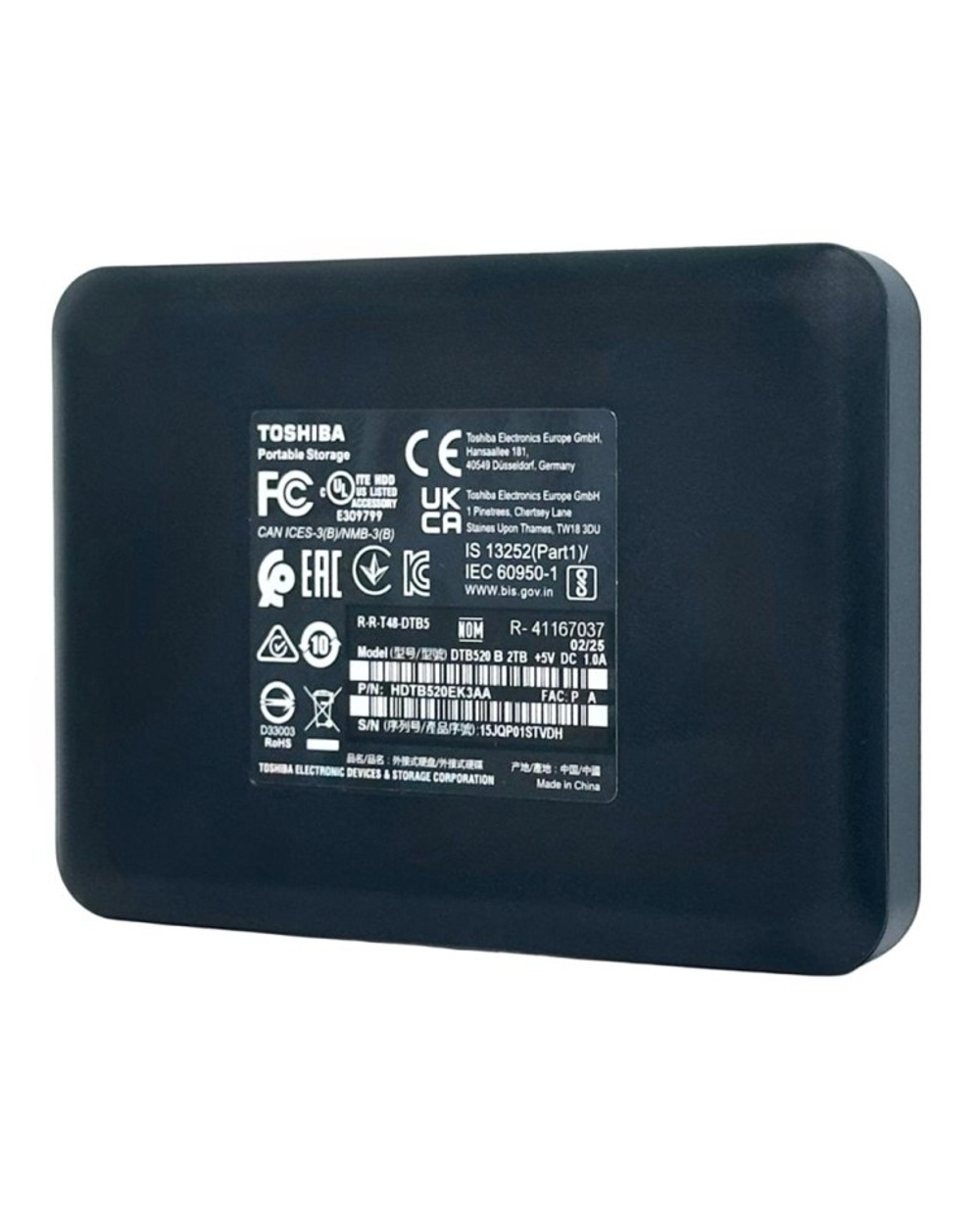 Внешний HDD Toshiba Canvio Basics 2TB (HDTB520EK3AA) черный