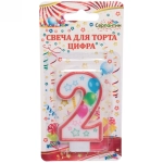 Свеча для торта Цифра Воздушные шары «2» 6 см