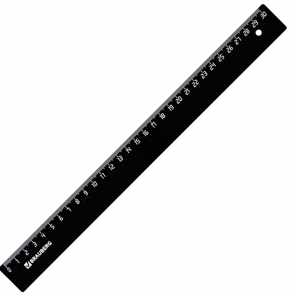 Линейка пластик 30см. черная (BRAUBERG)