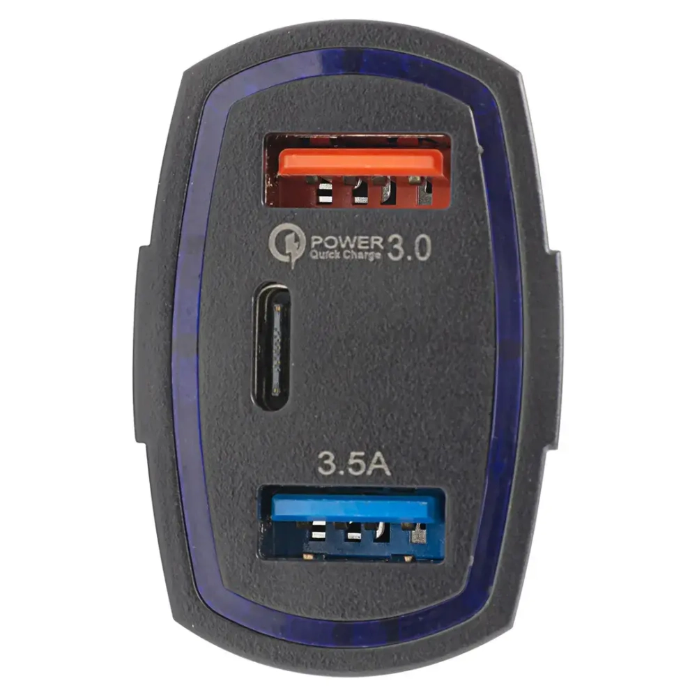 Автомобильное зарядное устройство FY-206 (12V-24V, USB 2/TYPE-C:5V-Max 2.4A, QC3.0: 5V/3A,9V/2A,12V/1.5A) KING FY-206