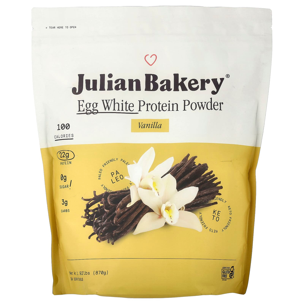 Julian Bakery, протеиновый порошок яичного белка, ваниль, 870 г (1,92 фунта)