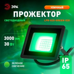 Прожектор светодиодный уличный ЭРА LPR-025-GREEN-030 30Вт зеленое свечение IP65 гарантия 2 года | Прожекторы Стандарт