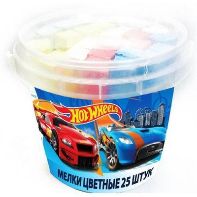 Мелки цветные "Hot Wheels" 25 шт., в ведре (Центрум)