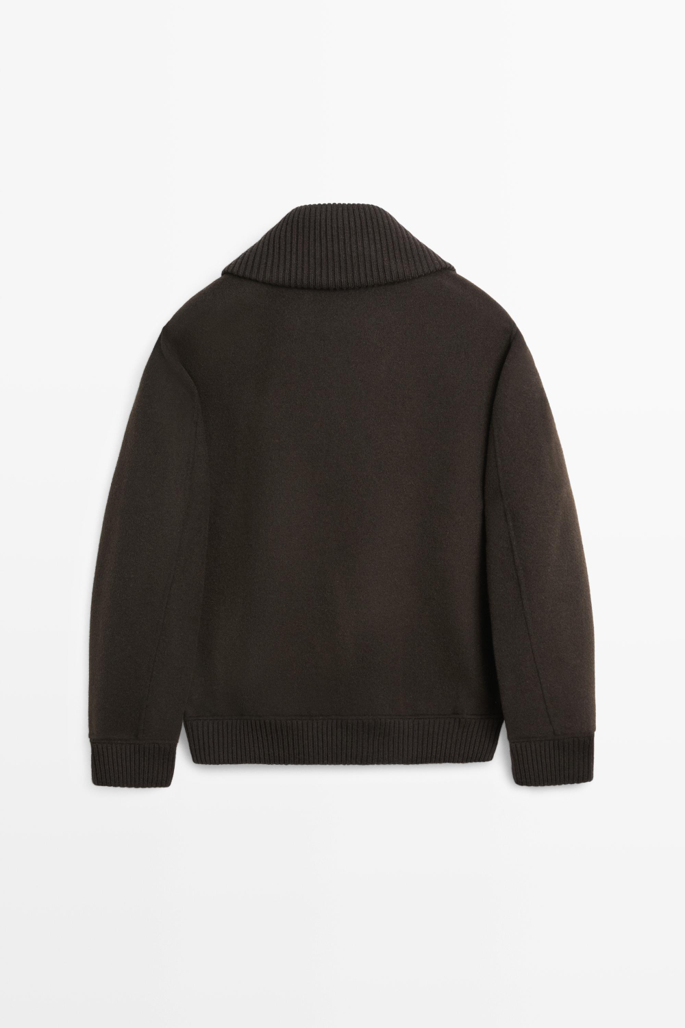 Massimo Dutti Куртка из замши и комбинированной вязки, коричневый