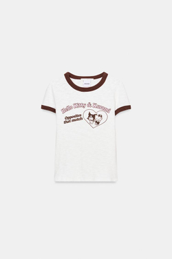 ZARA ФУТБОЛКА ФЛАМЕ HELLO KITTY AND FRIENDS © SANRIO, ЭКРЮ