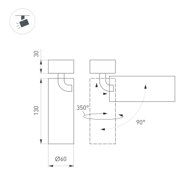 Светильник SP-GABI-SURFACE-FLAP-R60-12W Warm3000 (BK, 60 deg, 230V) (Arlight, IP40 Металл, 5 лет)