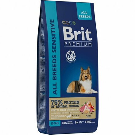 BRIT PREMIUM, Сухой корм с ягненком и индейкой для собак всех пород "Dog Sensitive", 15кг, 5050055