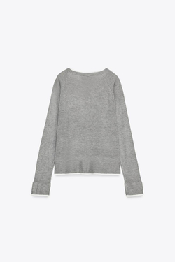 ZARA ТРИКОТАЖНЫЙ ДЖЕМПЕР, СЕРЫЙ МЕЛАНЖ