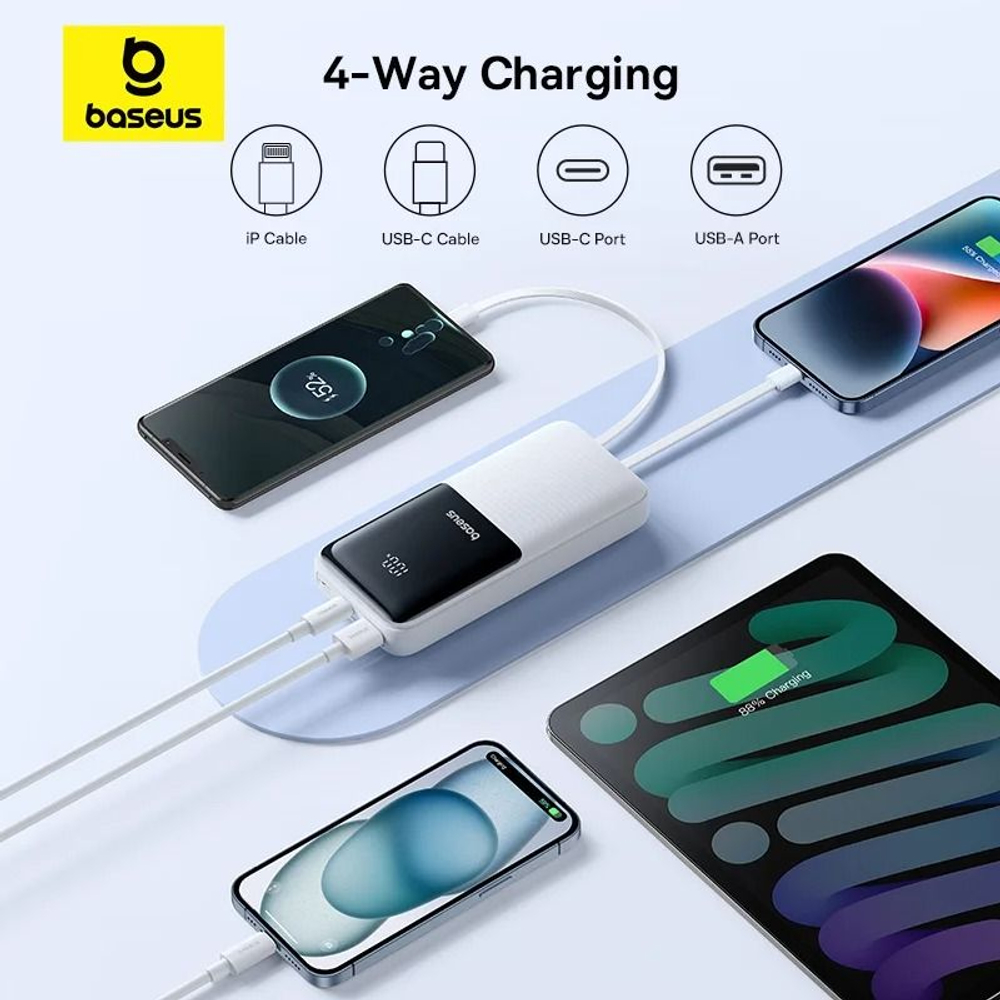 Внешний аккумулятор повербанк чёрный Power Bank 20000mAh 22.5W BASEUS