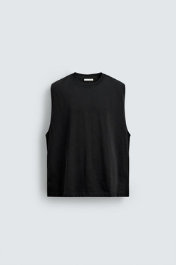 ZARA МАЙКА С ЭФФЕКТОМ ПОТЕРТОСТИ, ЧЕРНЫЙ