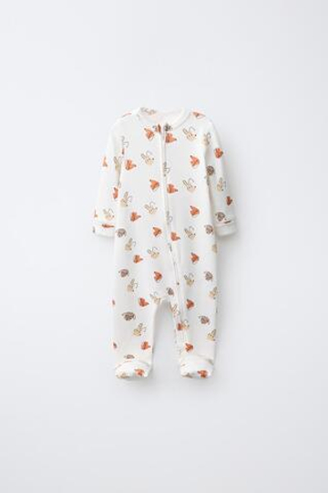 ZARA НАБОР ИЗ 2 КОМБИНЕЗОНОВ СО СКЛАДНЫМИ НОЖКАМИ И ПРИНТОМ ЖИВОТНЫХ, РЫЖЕВАТО-КОРИЧНЕВЫЙ