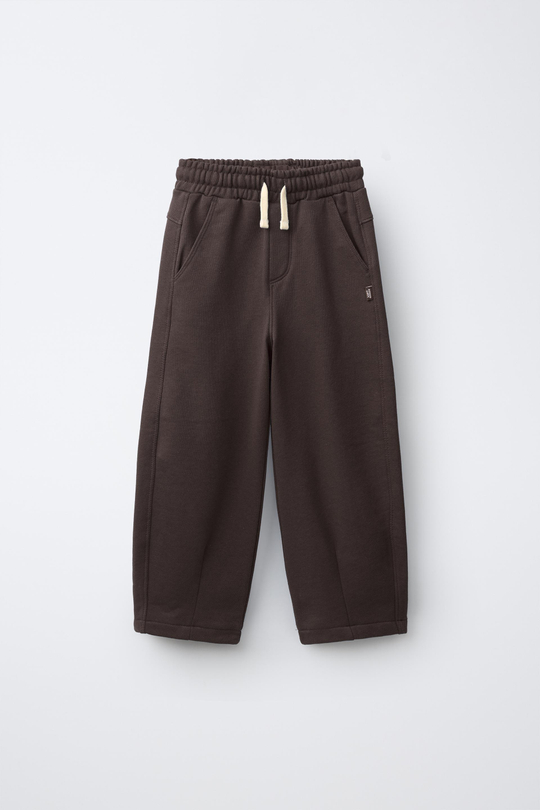 ZARA БРЮКИ BARREL ИЗ ФУТЕРА, ШОКОЛАДНЫЙ