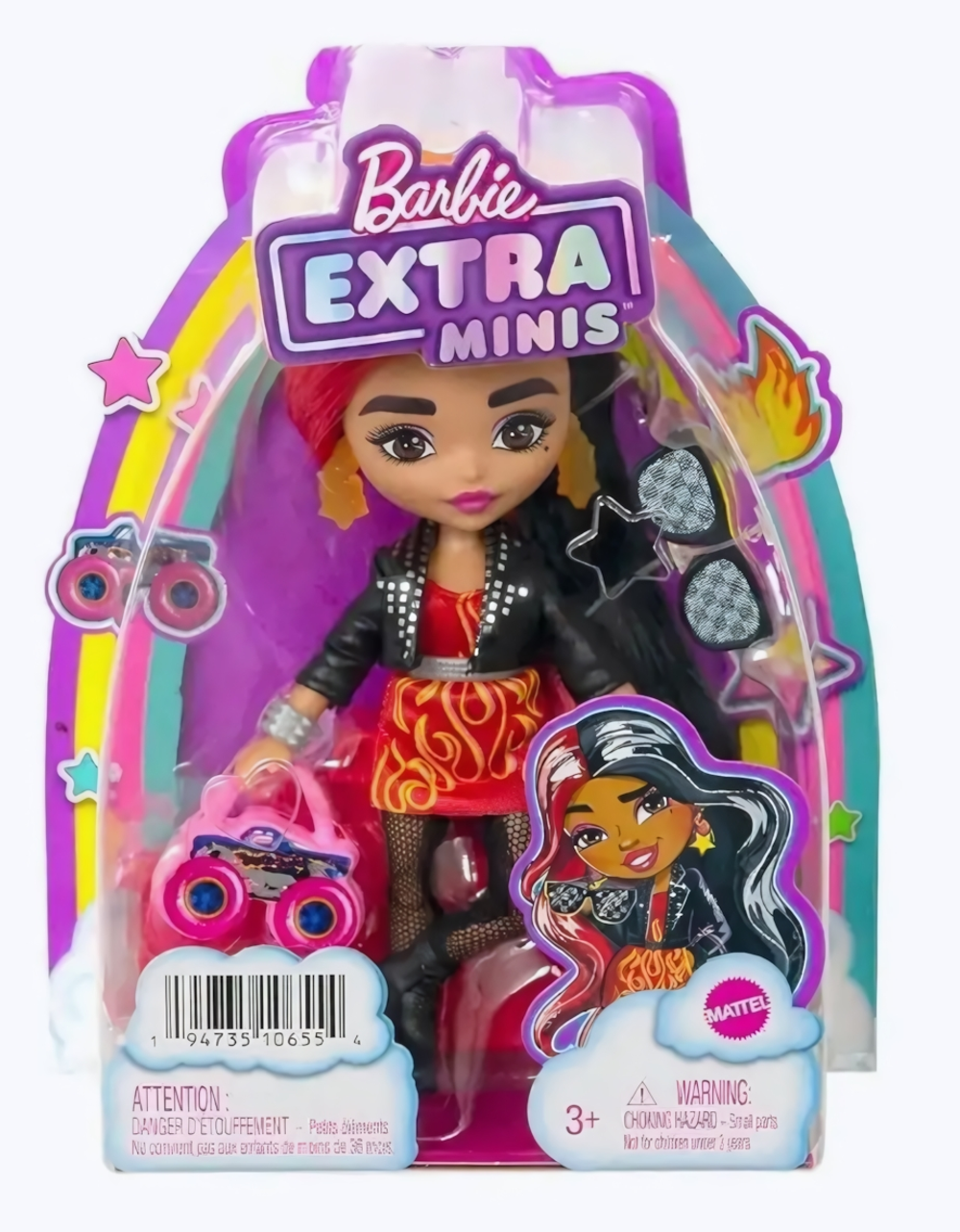 Barbie Экстра-мини с красно-чёрными волосами (Mattel)