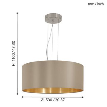 Подвесной потолочный светильник 3*E27 31607 никель матовый/золотой/серо-коричневый MASERLO Eglo